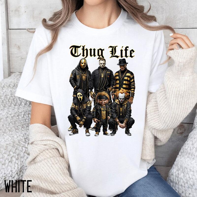 Halloween Thuglife T-Shirt - Sweatshirt - Hoodie,  Halloween Horror Thuglife Gold Sweatshirt, Halloween Horror Characters Shirt, Halloween Graphic Tee