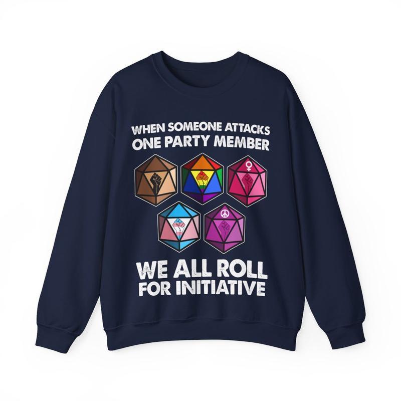 When Someone Attacks One Party Member We All Roll For Initiative Vintage T-Shirt, Dungeons And Dragons Shirt, Board Game Cotton Fabric Casual Collar