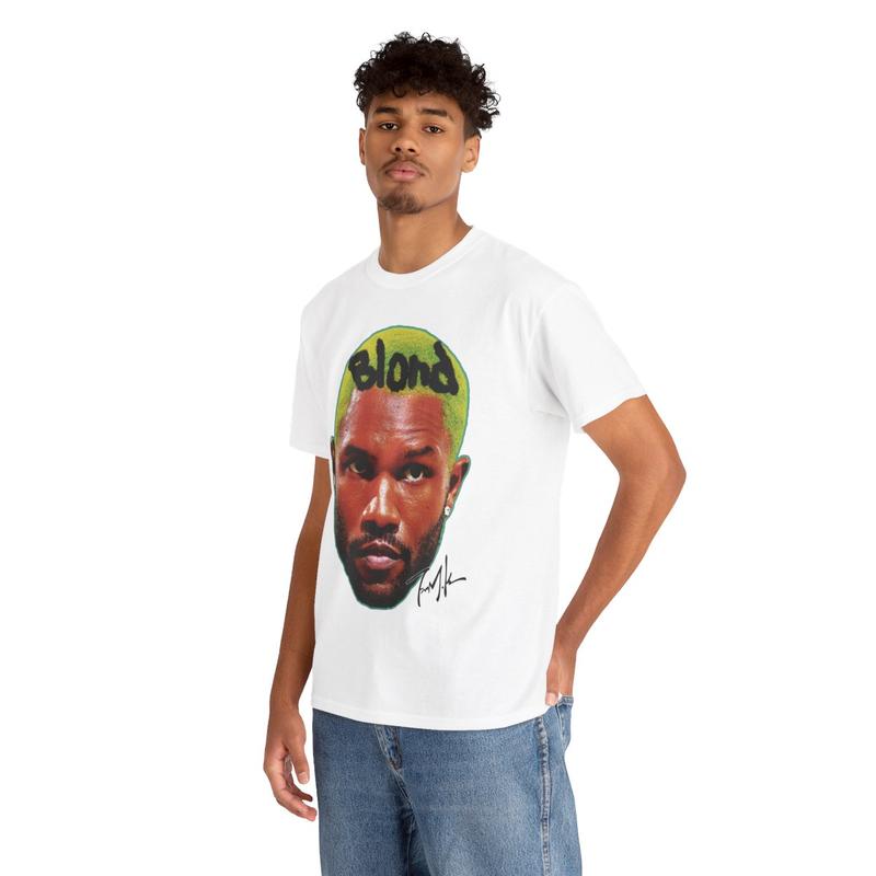 Frank Inspired Blonded Vintage Graphic Tee Heavy Cotton 100% Cotton T-Shirt Singer's Face Art Shirt for Fashion Casual Classic Menswear Retro Top Unde