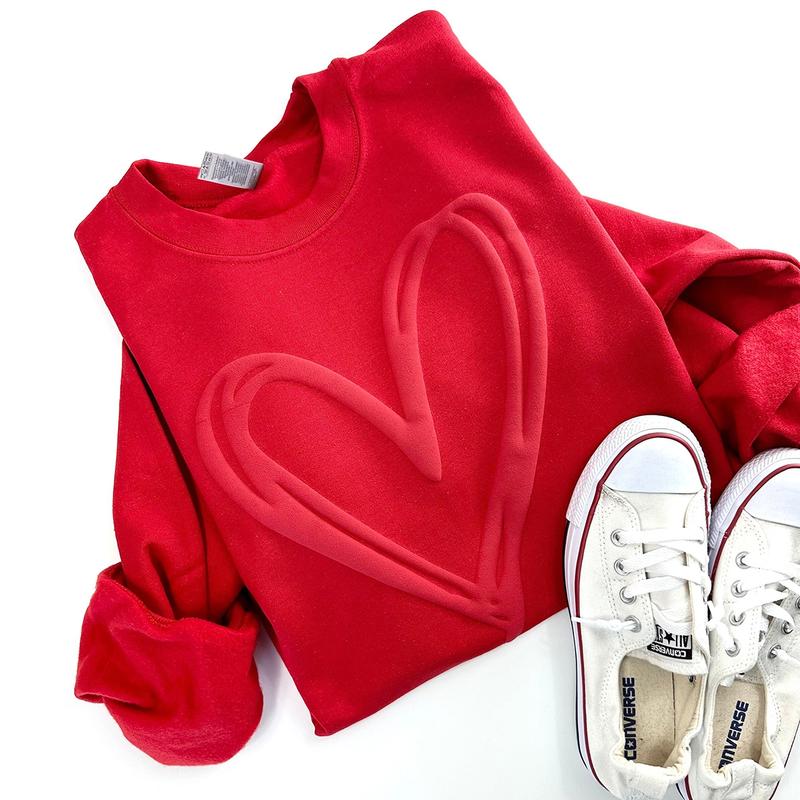 Puff Print Double Heart Crewneck Sweatshirt, Hoodie, T-shirt, Embossed Valentine's Day Sweatshirt, Heart Puff Sweatshirt, Hearts Sweatshirt, Valentine