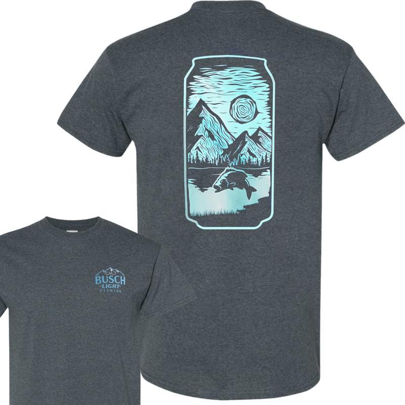 Busch Light -Beer- Busch Light Fishing 2 sided Tshirt, Casual Graphic Round Neck T-shirt for Summer, Fashion Top for Daily Wear, T shirt For Men And W