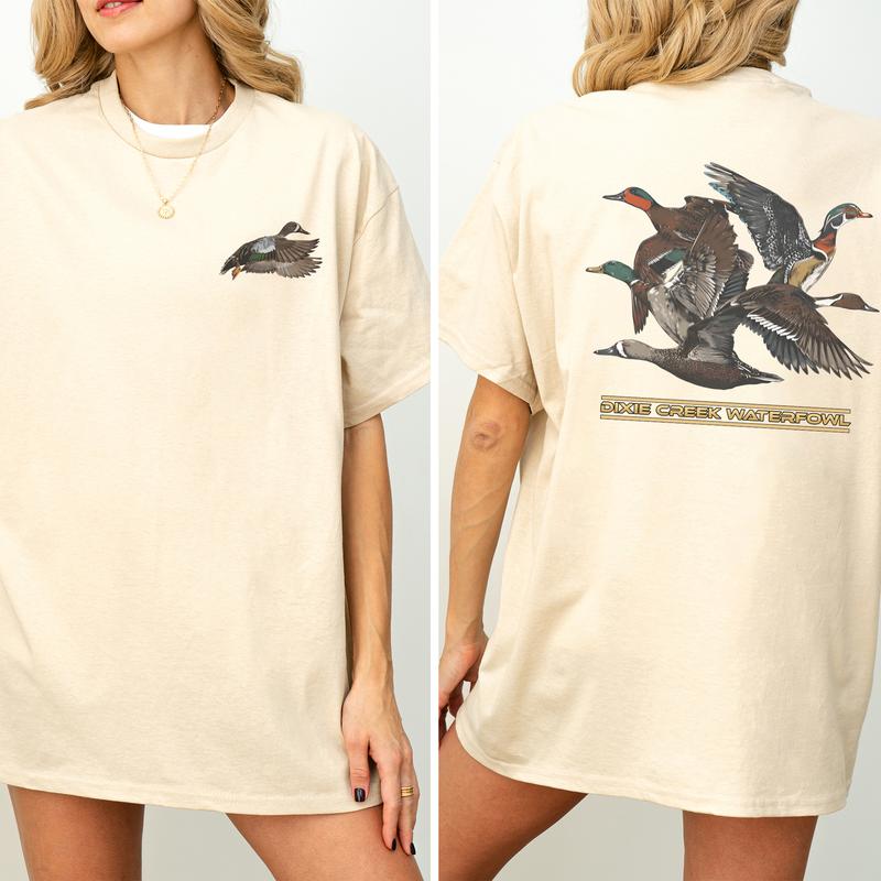 Graphic Busch Light Outdoors 2 Sided Shirt, Duck Hunting T-shirt, Comfort Clothing, Cotton Fabric Tshirt, Printed Women's Top, Casual Womenswear, Drin