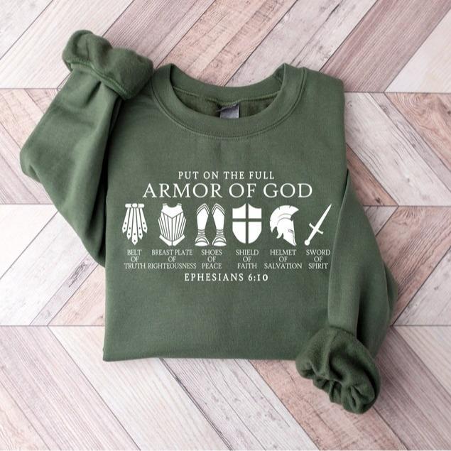 Put on The Full Armor of God Sweathirt, Christian Gifts, Catholic Shirt, Christian Shirts, Bible Verse Shirt