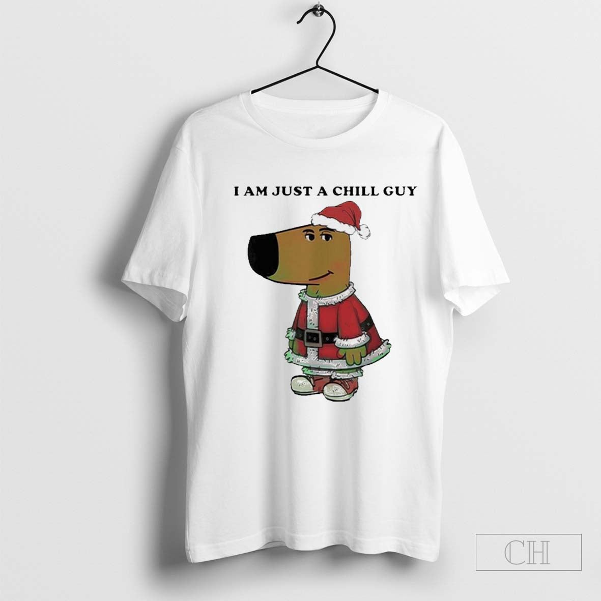 Santa Hat Chill Guy I Am Just A Chill Guy Meme Painting t-shirt
