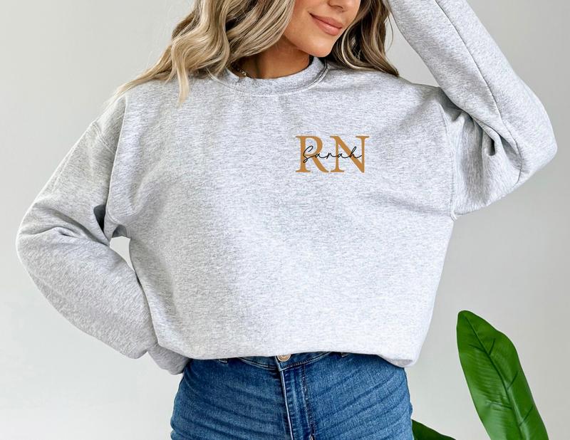 Custom Registered Nurse Sweatshirt, Personalized RN Sweater, Nurse Pocket Sweatshirt, Nurse Life Hoodie, Nurse Sweatshirt, Custom Nurse Gift, Nurse Sh