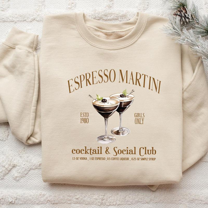 Women's Letter & Drink Print Drop Shoulder Sweatshirt, Casual Long Sleeve Round Neck Pullover for Fall & Winter, Ladies Clothes for Daily Wear, Crewneck Sweatshirts for Women