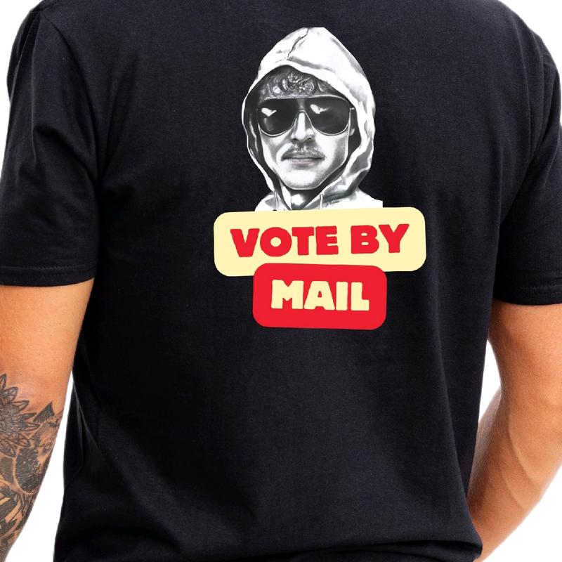 Ted Sketch-Vote By Mail No ID T-Shirt, Cotton Menswear Top, Casual t shirt