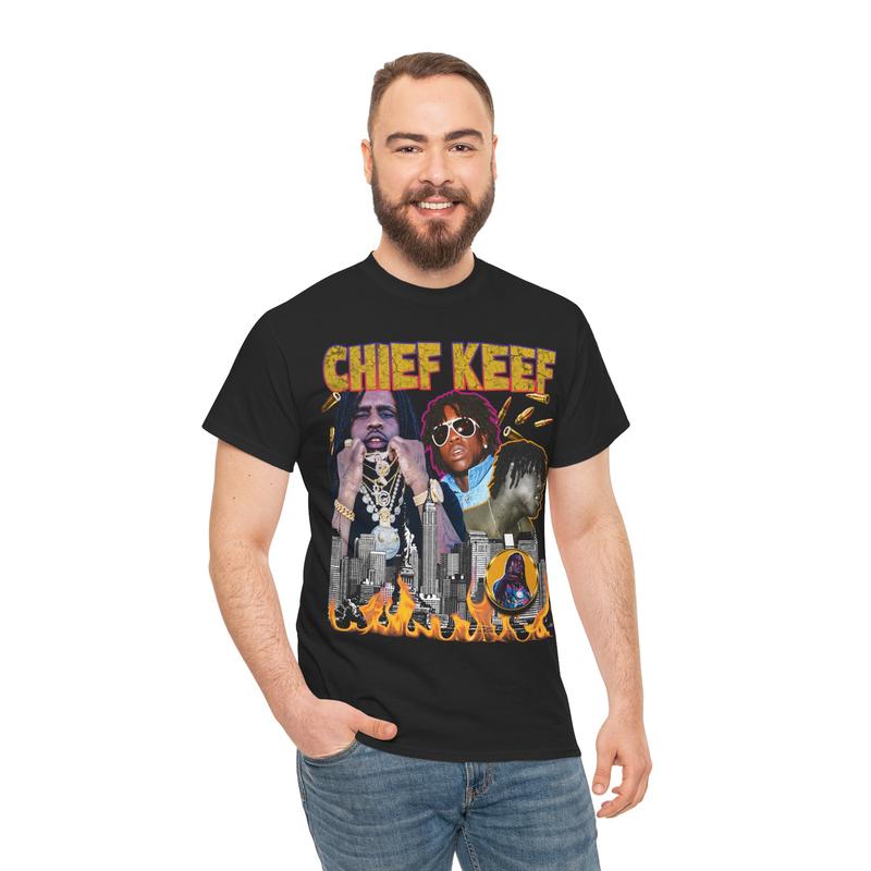 Vintage Chief Keef Graphic Tee - 90s Hip-Hop Rap T-Shirt Heavy Cotton, Retro Style Casual Classic Menswear Top Comfy Day Smooth Underwear Tshirt Stree