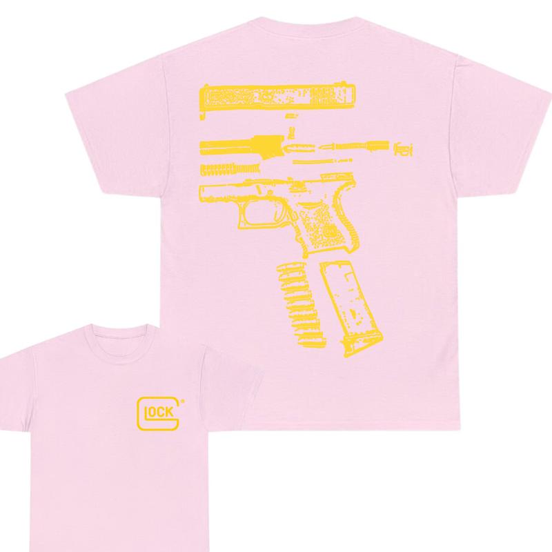 Glock Double Sided Tshirt , GLock Tee , Design Colo Yellow - Full Color , Men's Top , Menswear , For Her ,For Him Classic Cotton