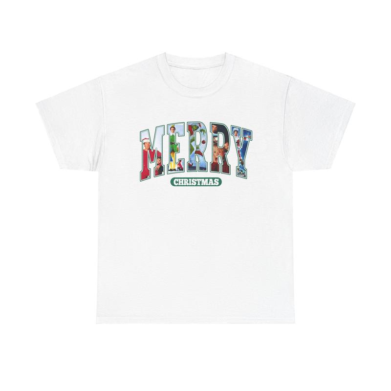 Merry Christmas Unisex Heavy Cotton Tee - Santa Claus Shirt - Elf Shirt - Home Alone - National Lampoon's Christmas Vacation - Christmas Movie Shirt -