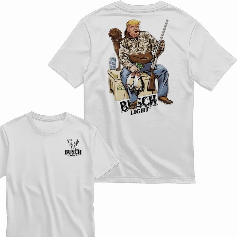 Busch Light, Hunter Trump With Busch Light Beer 2 Siders T-shirt, Perfect For Beer Lovers, Unisex T-Shirt, Cotton, Casual Graphic Trump T-shirt, Unise