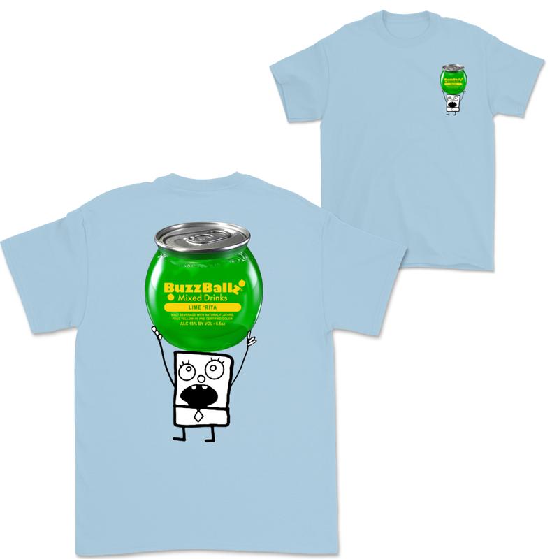 Doodlebob Buzzball 2 Sided T-Shirt, Funny Drinking T-Shirt, Summer T-Shirt, Full Color T-Shirt, Unisex T-Shirt, For Men, For Women, Gift For All Mensw