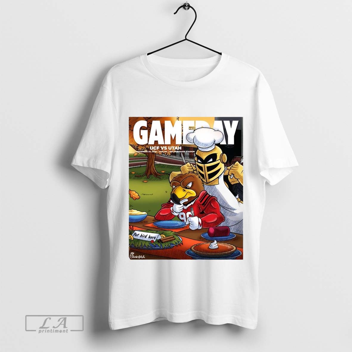 Poster Gameday UCF Knights Vs Utah Utes November 29 2024 FBC Mortgage Stadium Put Bird Here t-shirt