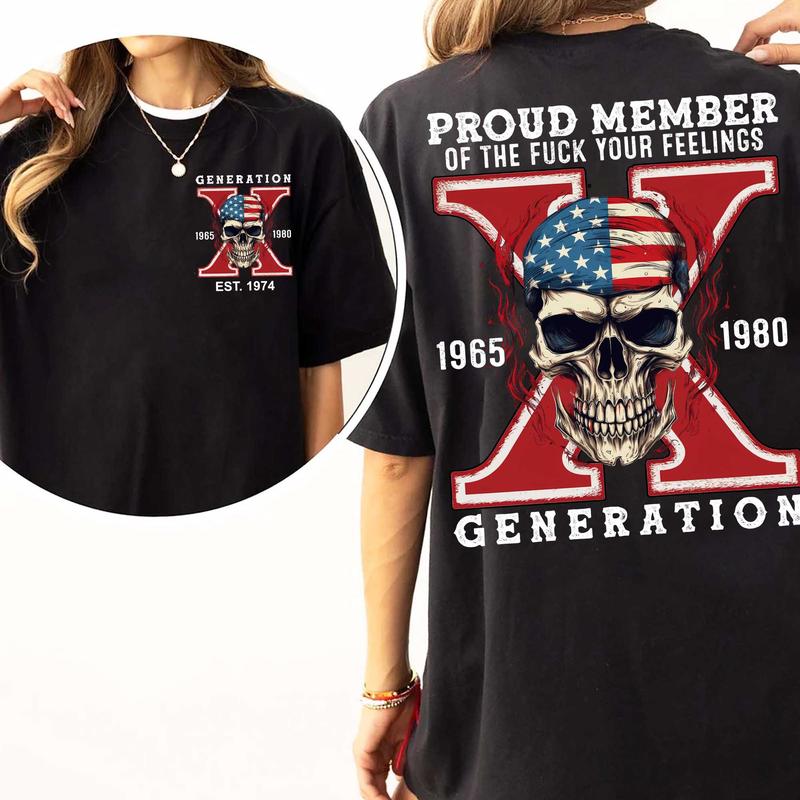 Gen X Skull Casual Shirt: Raised On Hose Water & Neglect, Vintage Inspired T-Shirt for GenX Style