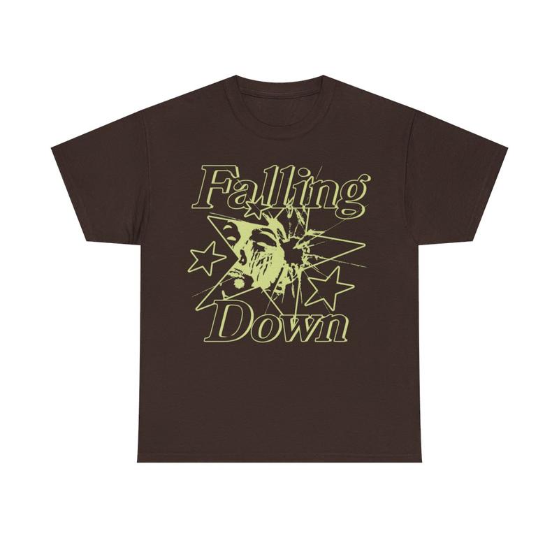 Falling Down Rockstar T-Shirt Y2k 90s Hip-Hop Tee Aesthetic Heavy Cotton Graphic T-Shirt Tshirt Shirt HipHop Rap Tee Casual Classic Menswear Retro Top