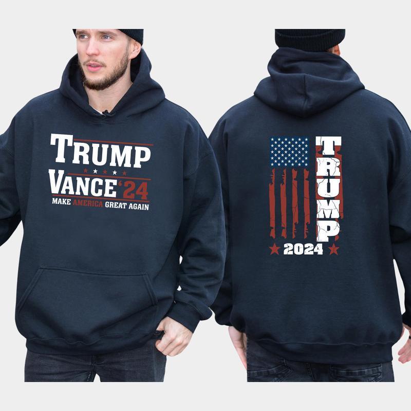 Trump Vance 2024 2-Side Hoodie, 2024 Election Hoodie, MAGA Hoodie, Comfort Clothing, Casual Menswear Classic Fabric