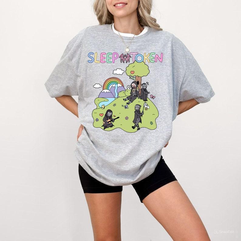 Sleep Token Cowboy Rider Shirt, Cute Rainbow Graphic Tee, Unisex Cotton Crewneck, Trendy Sleep Token Fall 2024 Apparel Sweatshirt, Hoodie, Comfort Col
