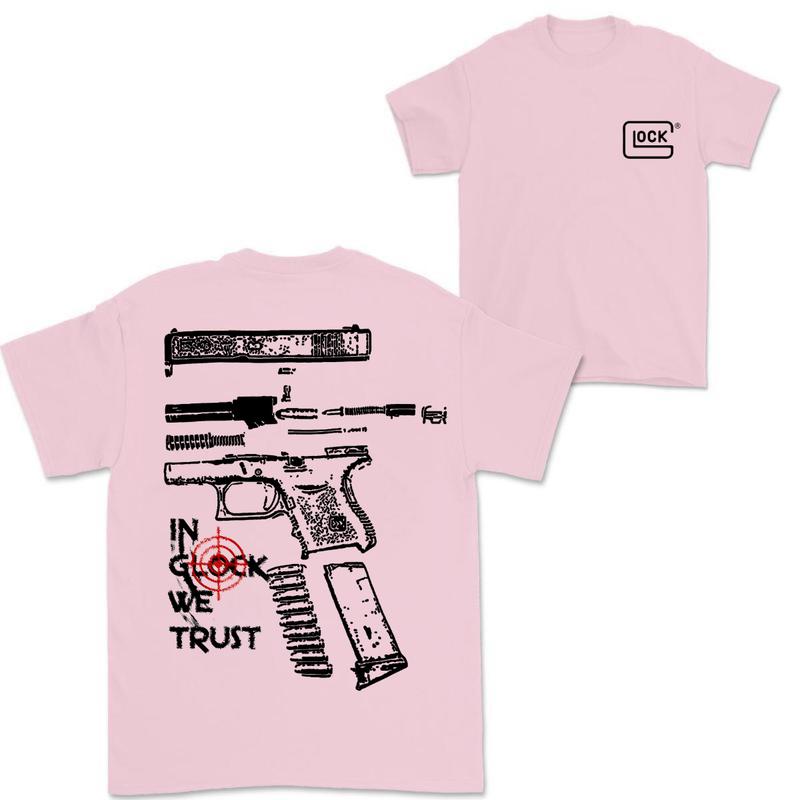 Glock T-shirt for Men, Women, In Glock We Trust T-shirt,Classic Fit Double-Sided Glock Tee ,T-shirt For Men And Women Cotton Menswear Crewneck