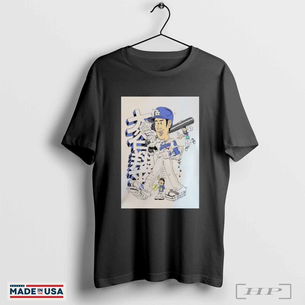 Shohei Ohtani Los Angeles Dodgers 1st 50 50 Season Caricature T Shirt