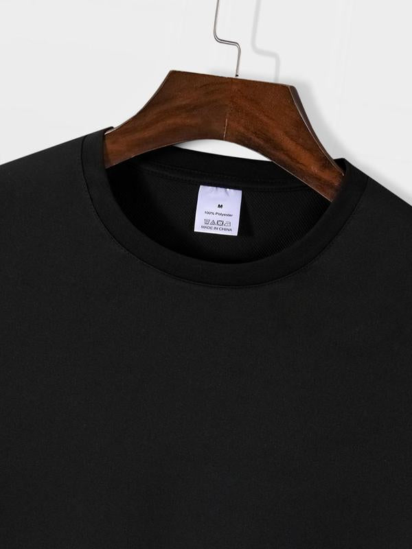 Men's Regular Fit Slogan Print Tee, Street Summer Clothes, Casual Round Neck Short Sleeve T-shirt, Essential Daily Wear MenÃ¢â‚¬â„¢s Pullover Top