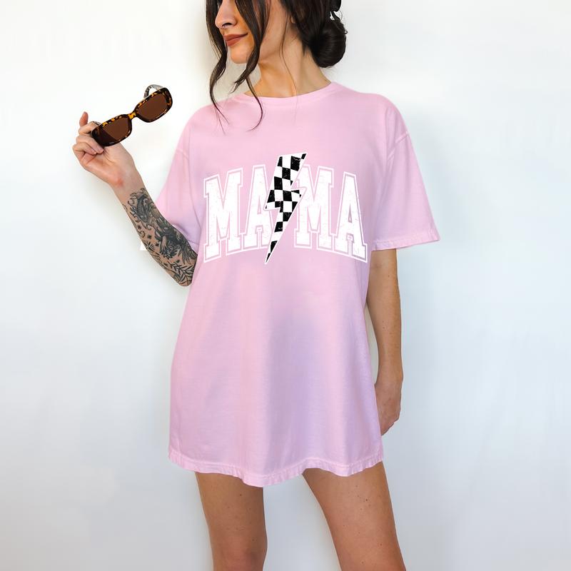 Mama Lightning Bolt - T-Shirt, MAMA Lettering Shirt, Bright Graphic, Funny Apparel, Gift Idea, Relaxed Fit, Casual Apparel, Cute Top, Great with Jeans