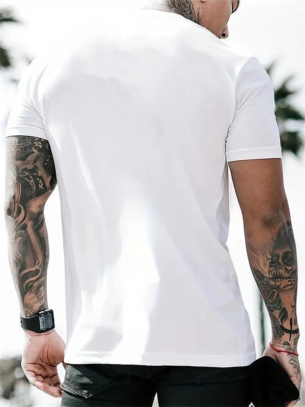 Men's Summer Clothes,Ã‚Â Casual Letter Print Round Neck Short Sleeve GraphicÃ‚Â Tee, Regular Fit Crew Neck T-Shirt for Daily Wear, Fashion Men Clothes for S
