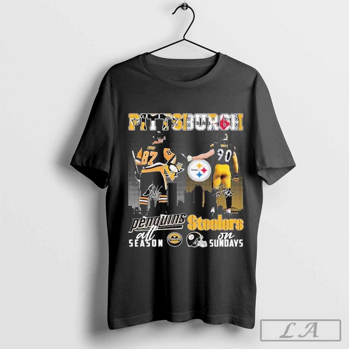 Sidney Crosby Pittsburgh Penguins All Season T. J. Watt Pittsburgh Steelers On Sundays T-Shirt