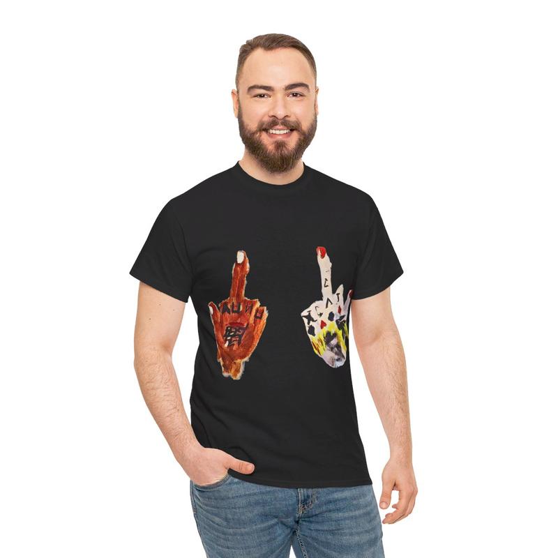 Vintage Middle Finger Y2k 90s Hip-Hop Vibes Heavy Cotton Graphic T-Shirt Tshirt Shirt HipHop Rap Tee Casual Menswear Classic Retro Top Comfy Day Smoot