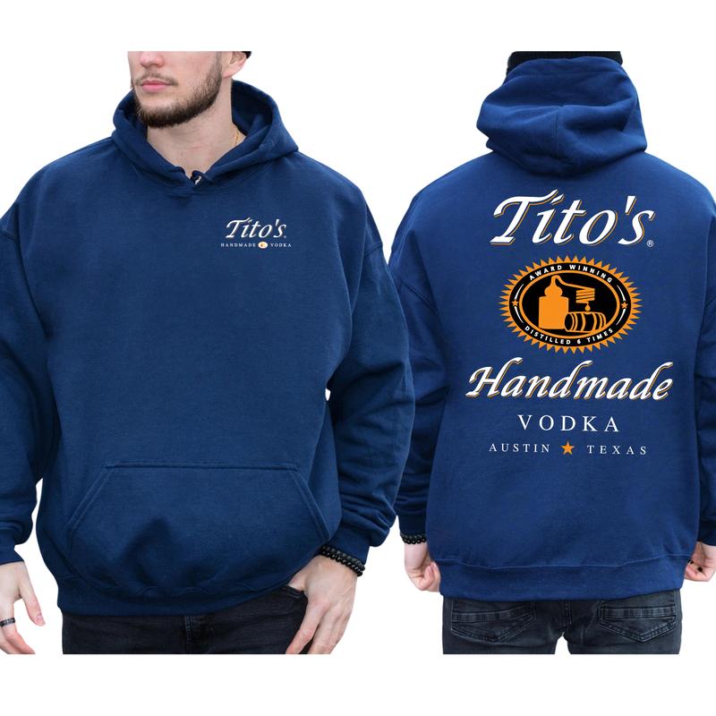 Men's Titos Handmade Vodka Hoodie 2-Sided, Tito Vodka Drinking Hoodie, Funny Vodka Pullover, Unisex Drinker Tops, Classic Cotton Menswear
