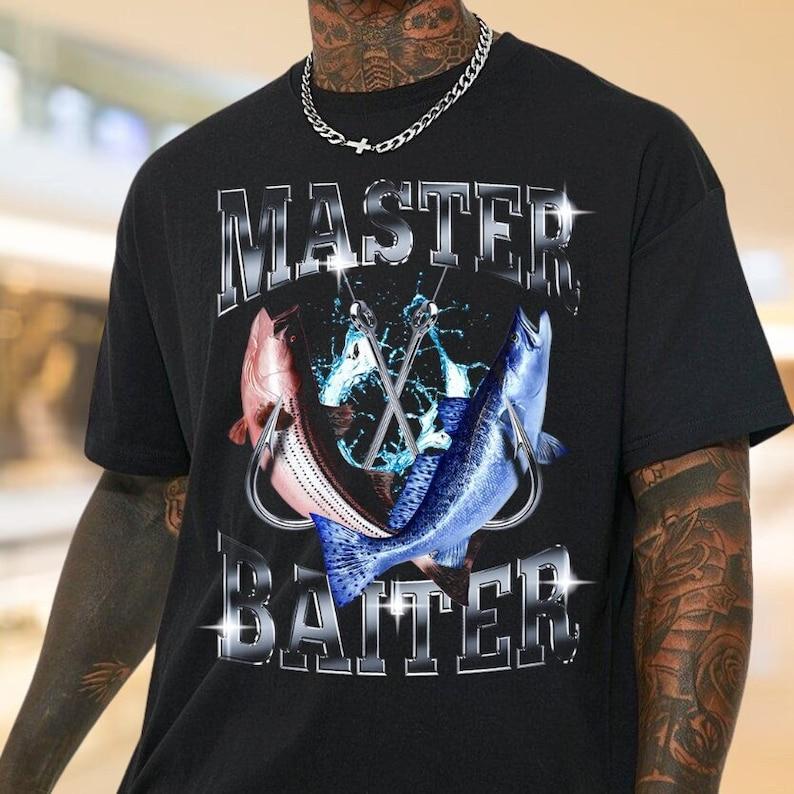 Vintage 90s Master Baiter T-Shirt, Retro Fishing Graphic Tee, Humorous Unisex Gifts for Angling Enthusiasts and Unique Apparel Find