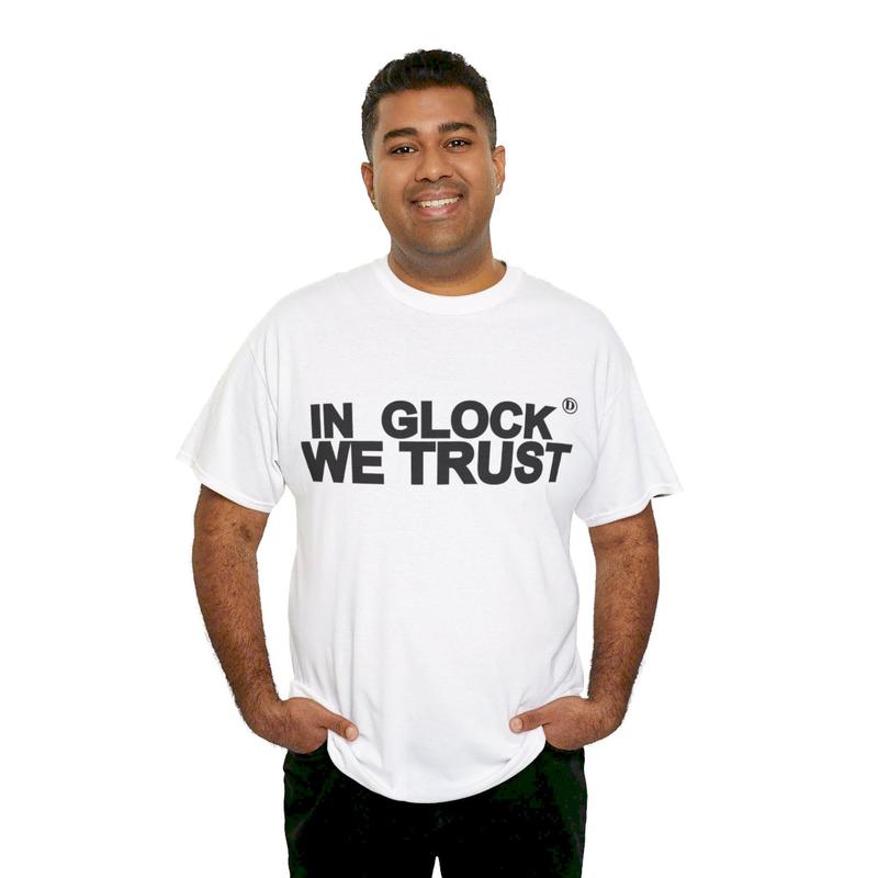 Vintage In Glock We Trust Y2k 90s Hip-Hop Vibes Heavy Cotton Graphic T-Shirt Tshirt Shirt HipHop Rap Tee Casual Classic Menswear Retro Top Comfy Stree