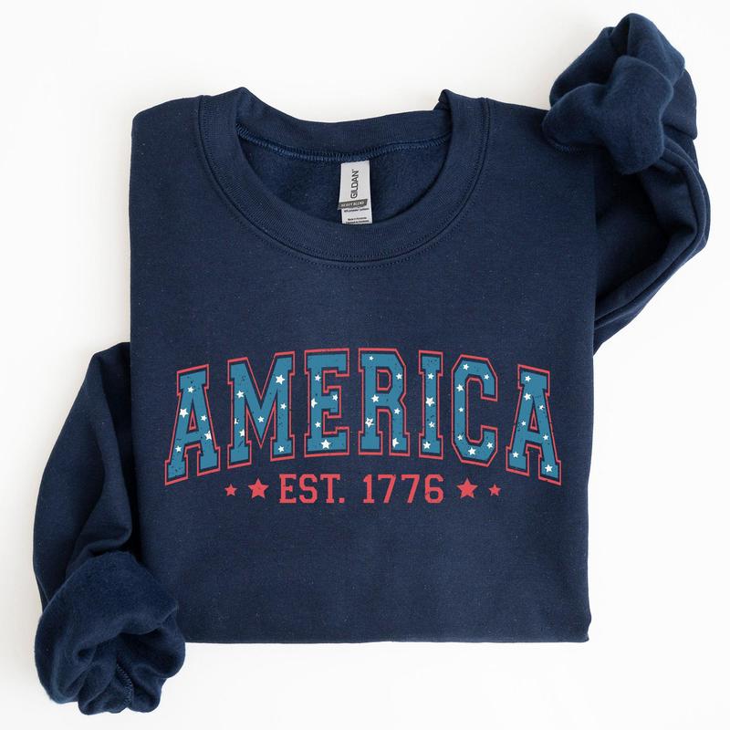 America, 1776, Patriotic, 4th of July Sweatshirt, Women's Crew Neck, Crewneck Casual Comfort Womenswear ComfortableÃ‚Â Graphic