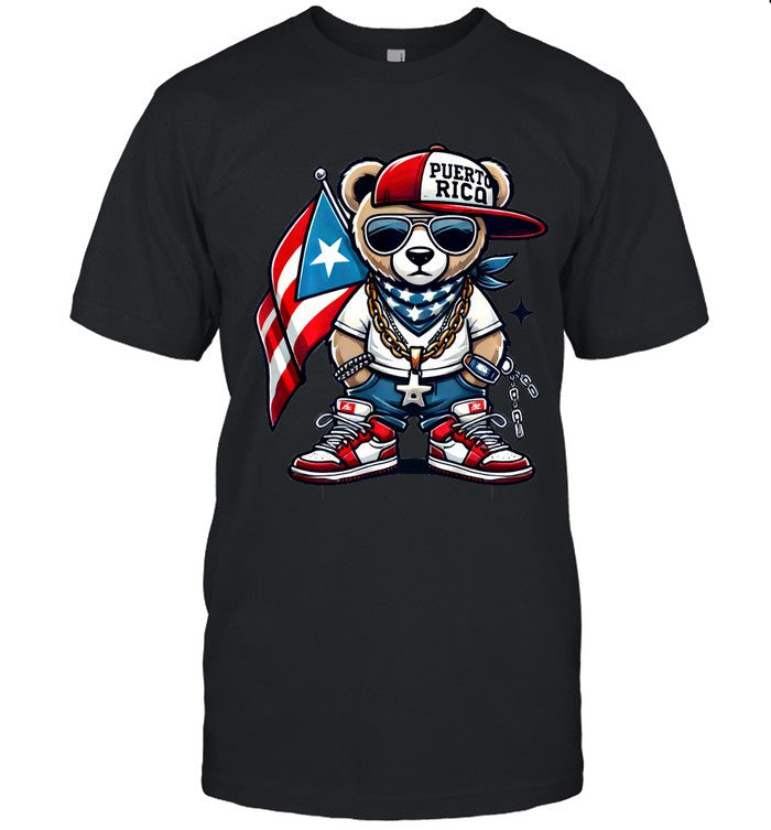 Puerto Rico Flag Cool Swag Bear Style Boricua Long Sleeve T-Shirt
