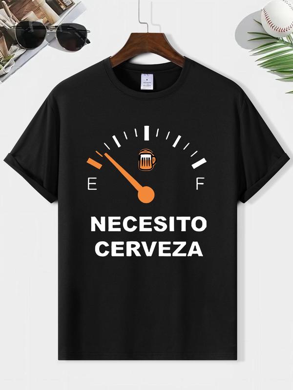Men's Cartoon & Letter Print Round Neck Tee, Regular Fit Casual Streetwear Short Sleeve T-shirt, Graphic Tees,Â Men's Summer Top for Daily Wear Back To School