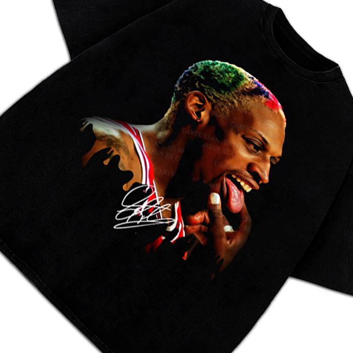Dennis Tongue Out Hollywood 90's Vintage Design T-Shirt Cotton Menswear Top Basketball