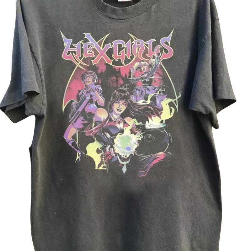 The Hex Girls 2024 Tour Retro Unisex T-shirt, Rock Band Concert Tee, Halloween Merch for Men & Women, Cotton Vintage Style Shirt