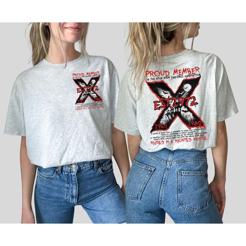 Custom Est.Year 1972 Halloween Raised In A Haunted House GenerationX 2 Side Shirt, GenX T-shirt, Generation X Shirt, Halloween Shirt