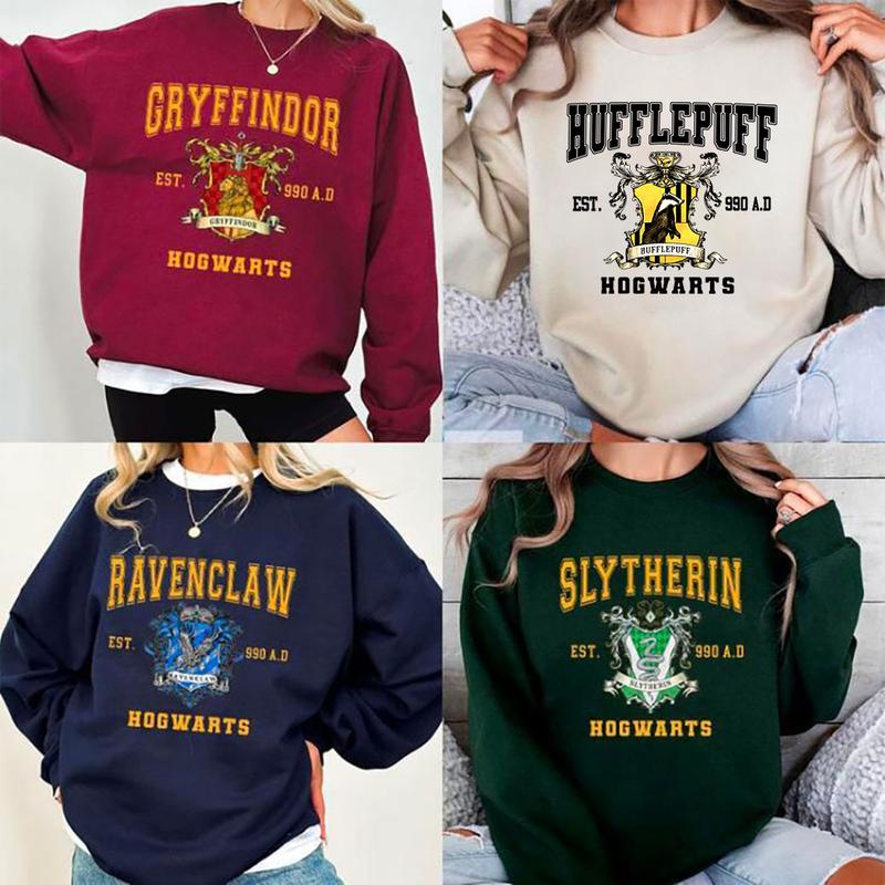 Retro Hogwarts Wizard Houses Shirt, Hogwarts T-Shirt, Book Lover Sweatshirt, Potterhead Sweater, HP Fan Gift, Bookish Shirt, Family Magic Fantasy Shir