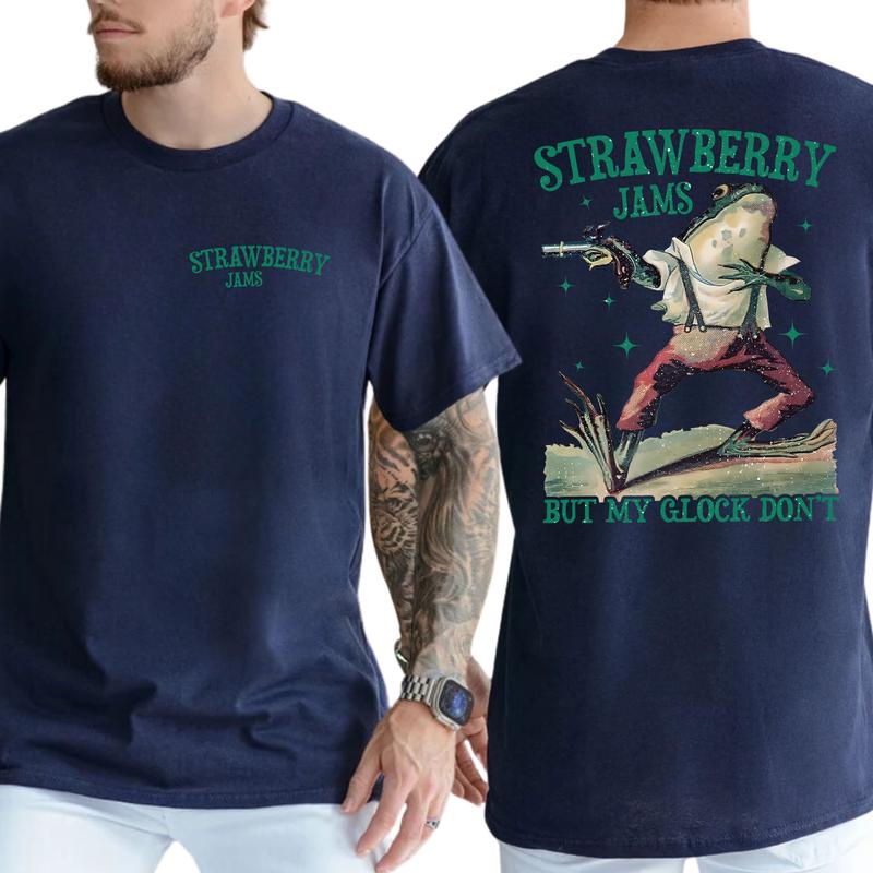 Casual, 2-sided Colors Strawberry Jams But My Glock Dont, Full Color, For Men ,Gift For men, Casual