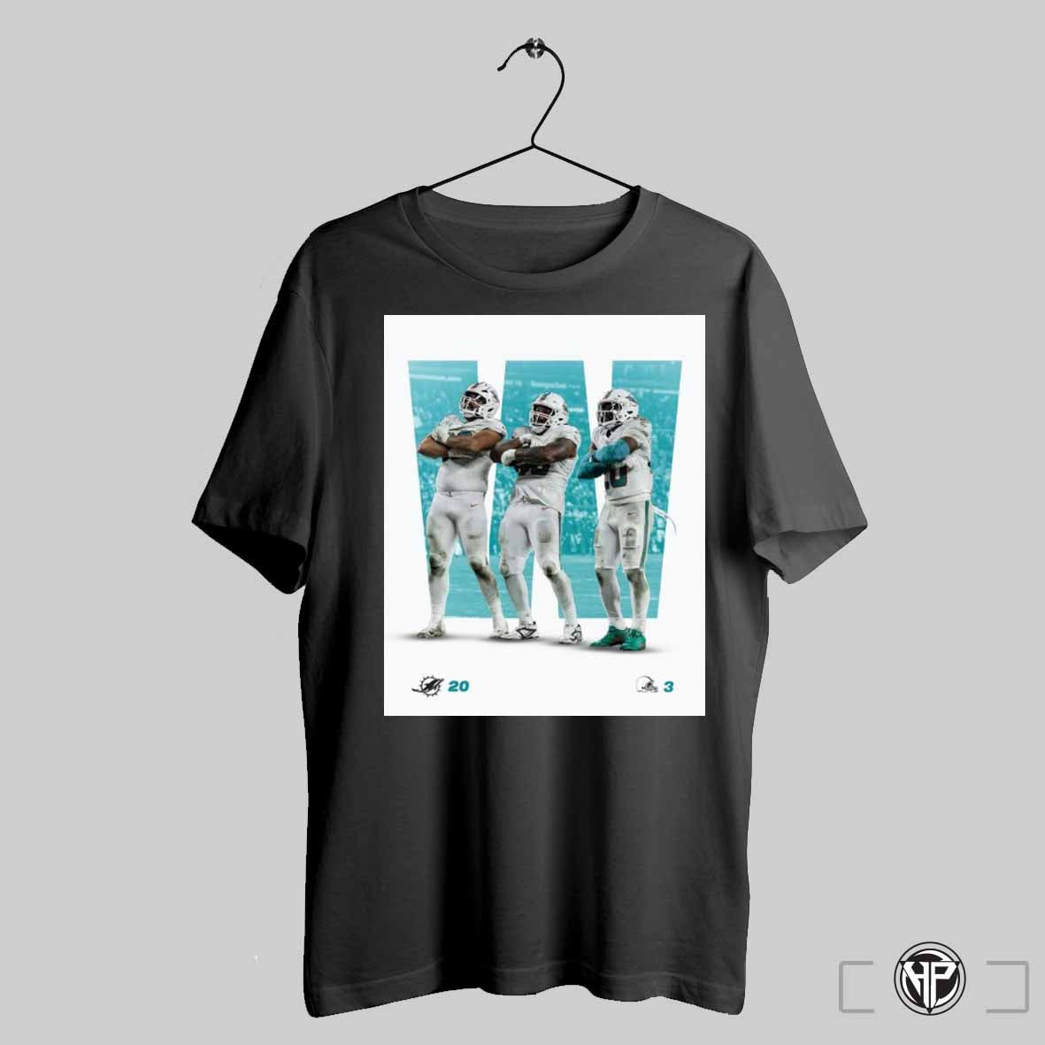 Poster Zach Sieler Dashawn Hand Jordyn Brooks Miami Dolphins Win Cleveland Browns 20 3 Score T Shirt