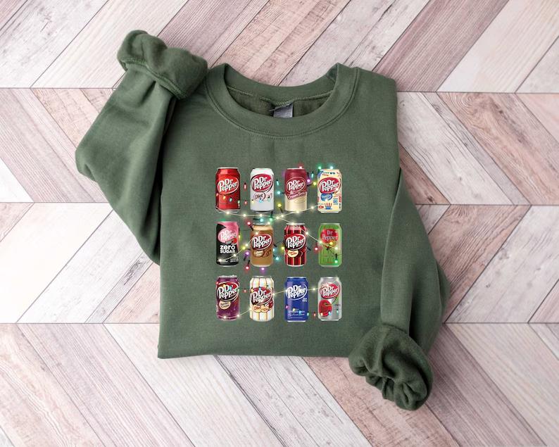 Dr Pepper Sweatshirt, Christmas Dr Pepper Shirt, Gift for Soda Lover, Dr Pepper bottles, Trendy Funny Sweatshirt for Christmas