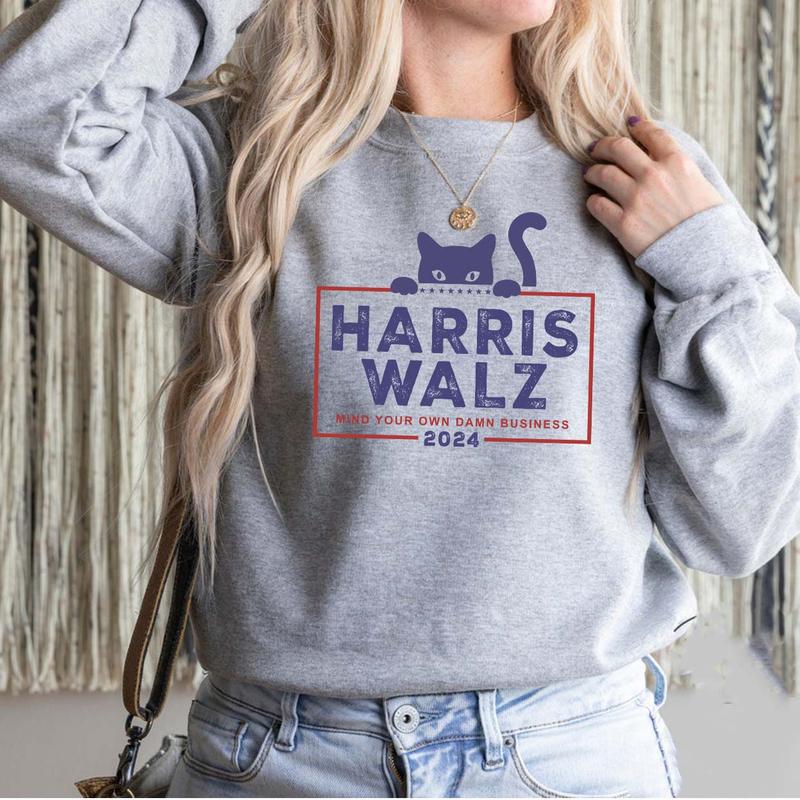Harris Walz 2024 Cat Shirt, Kamala Harris, Tim Walz Kamala Harris Tee, Holiday Gift, Kamala For The People, Vice President, Democrat Shirt