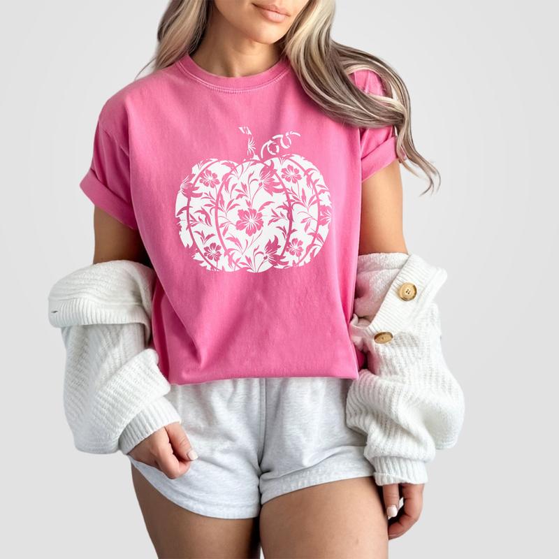 Floral Pumpkin Shirt, Halloween Shirt, Halloween Pumpkin Shirt, Fall Comfort Tee, Fall Shirt for Woman, Pumpkin Shirt, Autumn Shirt, Pumkin Floral Shirt, Fall Women Top
