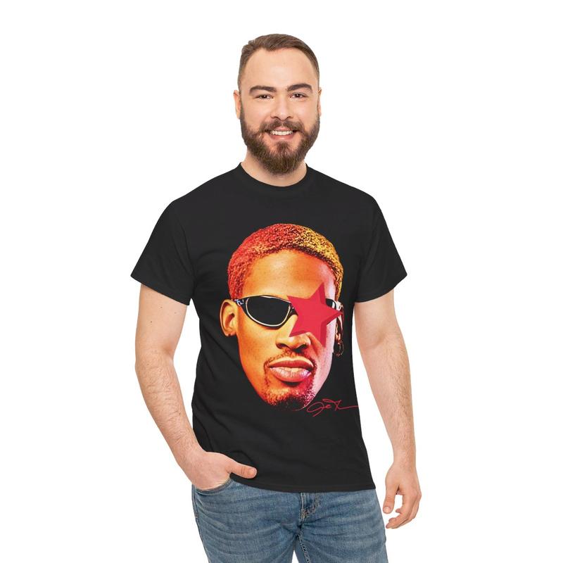 Rodman Inspired Vintage Graphic T-shirt Heavy Cotton Tee Basketball Sreetwear 90s Styled Shirt Hiphop Vibes Y2K Aesthetic Throwback Classic Sports Fan