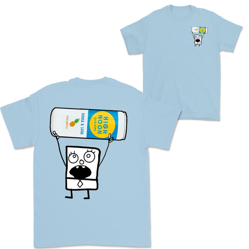Doodlebob High Noon Pineapple Vodka & Soda  2 Sided T-Shirt, Funny Drinking T-Shirt, Summer T-Shirt, Full Color T-Shirt, Unisex T-Shirt, For Men, For Women, Gift For All Menswear Top