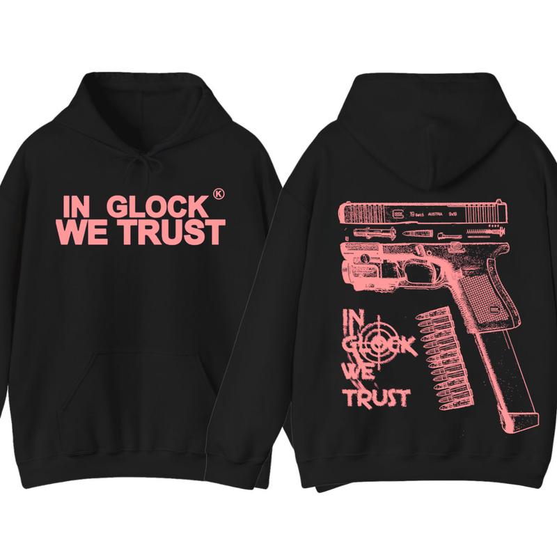 GILDAN IN GLOCK WE TRUST Hoodie - Full Color Double Sided Sweatshirt for Men and Women, Classic Fit,Glock Shirt