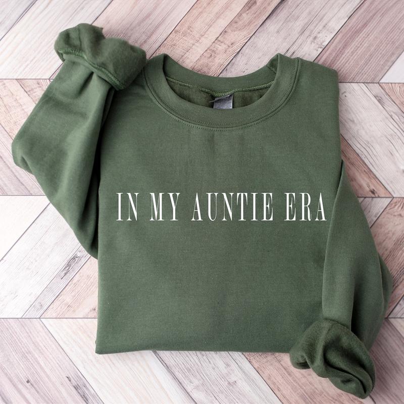 In My Auntie Era Sweatshirt, Auntie Crewneck Sweatshirt, Auntie Gift Cotton Menswear