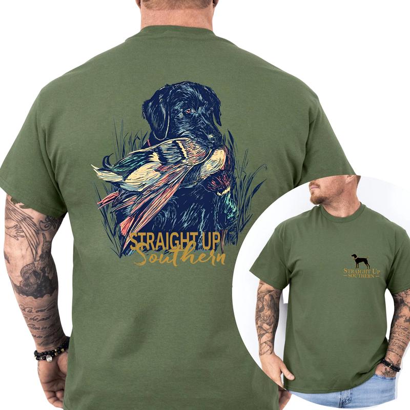 Straight Up Southern Dog Hunting T-Shirt 2 Sided, Gift For Men, Love, Athletic, Casual
