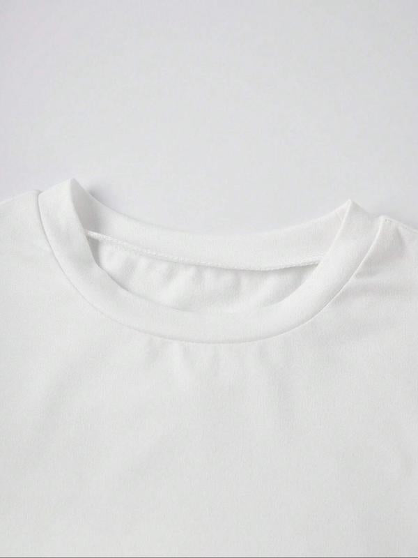 Women's Letter Print Round Neck Crop Tee, Casual Short Sleeve Crew Neck T-Shirt for Summer, Graphic Tees,Ã‚Â Streetwear Women's Top for Daily Wear