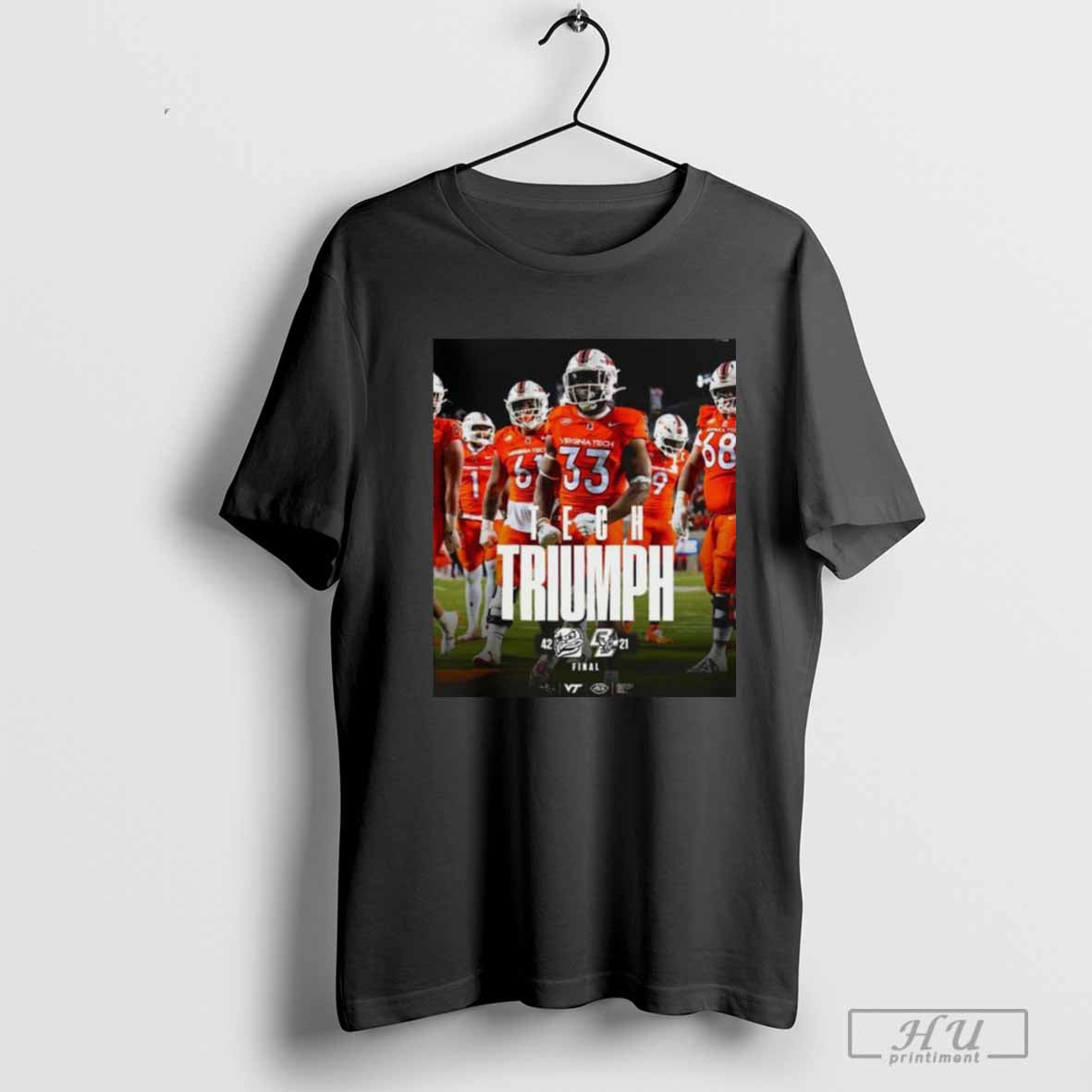 Relive the Hokies' triumph over Boston College with this Virginia Tech 42-21 Game Final Score T-Shirt